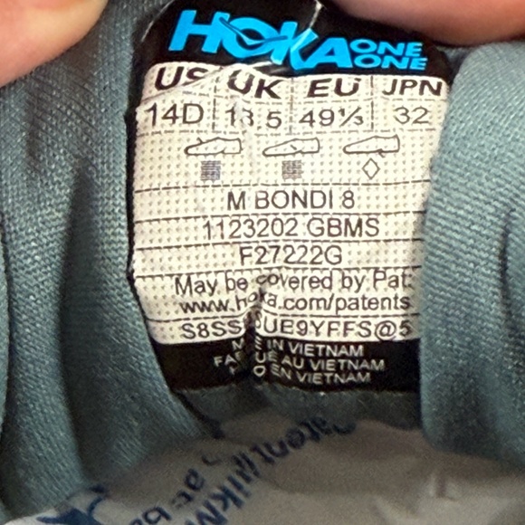 Hoka One One Bondi 8 Mens 14D Running Shoes Gym Walking 1123202-GBMS - Picture 7 of 9